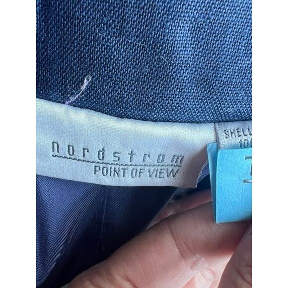 Nordstrom Point of View Women's Linen Blazer & Shorts Set Belted Navy Blue Sz 6 - Picture 9 of 12